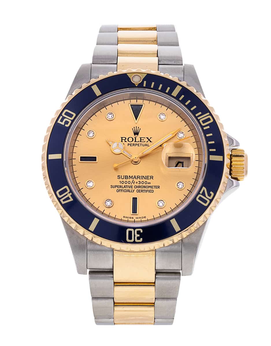 Rolex Submariner Champagne Diamonds Sapphires Dial